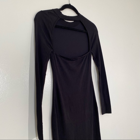 H&M black Open backed bodycon midi dress size S - Picture 11 of 15